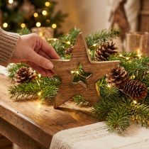 Article Etoile en bois décoration bois flammé Etoile de Noël debout 15cm