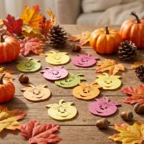 Article Décoration à disperser pomme qui rit, automne, décoration de table, pomme sauvage orange, jaune, vert, rose H3,5 cm L4 cm 72 pcs
