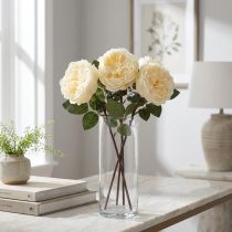 Article Roses artificielles comme de vraies fleurs artificielles crème 48cm 3pcs