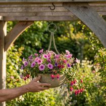 Article Corbeille fleurie, panier suspendu, décoration métal jardin Ø16cm H38cm