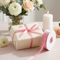 Article Ruban cadeau, ruban de satin rose, ruban décoratif, 6 mm × 50 m