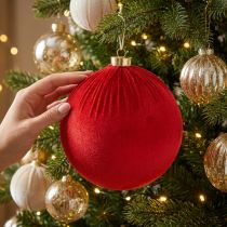 Article Grande boule de Noël rouge à suspendre, 15 cm, lot de 3