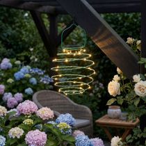 Article Lampe de jardin solaire verte 22 cm avec 25 LED blanc chaud