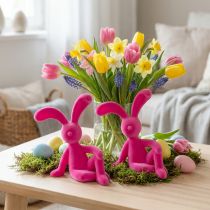 Article Lapin décoratif assis, idéal pour apporter une touche printanière à votre salon ou bureau, 22 cm, lot de 2.