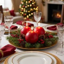 Article Bougies boules rouges 80 mm, lot de 6 - Décoration de table d'ambiance, décoration de Noël et éclairage festif