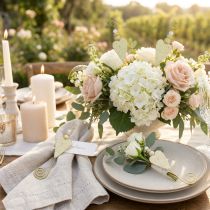 Article Broche de mariage avec coeur crème 12cm 16 pcs