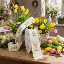 Article Ruban cadeau à motif lapin de Pâques pour emballages festifs, 15 m
