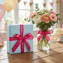 Article Ruban cadeau « Joyeux anniversaire » avec inscription festive pour décorer les cadeaux d'anniversaire, 18 m