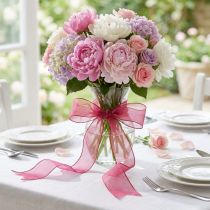 Article Ruban en mousseline, ruban en organza, ruban décoratif en organza, violet, 40 mm, 20 m