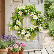 Article Couronne de marguerites artificielles blanches et vertes Ø28cm H9cm