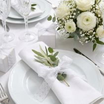 Article Ruban avec dentelle, décoration de mariage, ruban décoratif blanc L35 mm L20 m