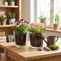 Article Pot de fleurs jardinière en verre transparent Ø11cm H10.5cm 2pcs