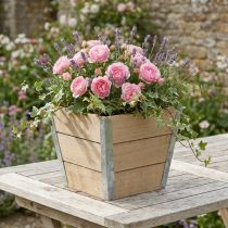 Article Boîte à fleurs jardinière en bois Shabby Chic Beige 19x19x15.5cm