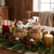 Article Figurine décorative Père Noël dans un sac Décoration de Noël Ø8cm/H13cm 2 pièces