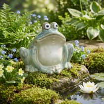 Article Figurine décorative de grenouille en céramique, design détaillé, charmante idée cadeau, 13 cm