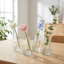 Article Mini vases en verre décoratifs pour intérieurs minimalistes et modernes, 11 cm, lot de 6