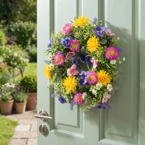 Article Couronne de fleurs artificielles printanières pour décoration de porte d'entrée, 30 cm