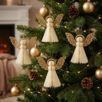 Article Ensemble de 4 anges en papier blanc et doré pour décoration de Noël, H12 cm