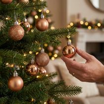 Article Mini boules de sapin de Noël bronze incassable Ø3cm H3,5cm 14pcs