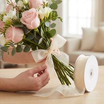 Article Ruban mousseline ruban organza ruban décoratif organza crème 15mm 20m