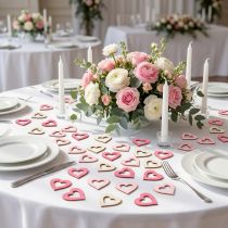 Article Coeurs à disperser rose, rose, naturel 4cm 72 pcs