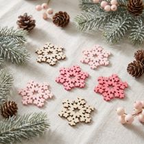 Article Mélange de flocons de neige rose, rose, naturel Ø2cm 144 pcs