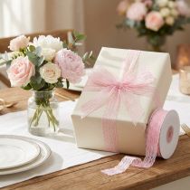 Article Ruban de dentelle rose, 20 mm x 20 m
