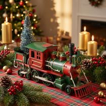 Article Train de Noël avec locomotive en sapin vert de Noël 20cm
