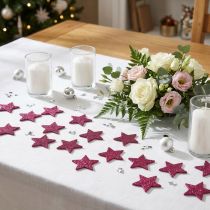 Article Etoile scintillante dispersée 6.5cm rose 36pcs