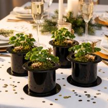 Article Cylindre décoratif, décoration de Nouvel An, chapeau pour plantation, jardinière de Nouvel An, noir, H 5 cm, L 8 cm, lot de 20
