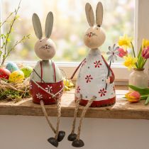 Article Lapin avec siège pour enfant Pâques bois, métal H21/23cm lot de 2