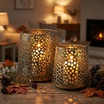 Article Wind light lanterne doré Ø14/20.5cm H14.5/19.5cm lot de 2