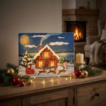 Article Image LED Noël Père Noël avec bonhomme de neige LED murale 38x28cm