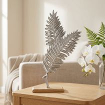 Article Décoration de table métal décoration fougère bois argenté H54cm L37cm