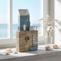 Article Décoration maritime en bois promenade du port Shabby Chic H25,5cm