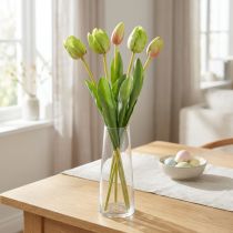 Article Fleurs artificielles vert tulipe, fleur printanière 48cm lot de 5