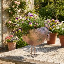 Article Cache-pot Poulet Métal Oiseau Métallisé Rosé 51×16×37cm