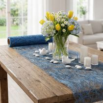 Article Chemin de table décoratif non tissé Sizoweb, bleu, 30 cm de large, 5 m de long