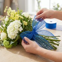 Article Ruban filet, ruban quadrillé, ruban décoratif, bleu, renforcé de fils, 50 mm, 10 m
