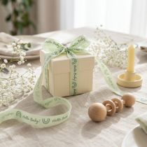 Article Ruban cadeau « Bonjour Bébé », ruban décoratif vert pour baptême, 25 mm, 16 m