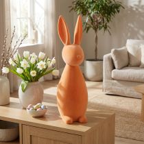 Article Lapin de Pâques décoratif, floqué orange abricot, H69cm