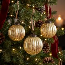 Article Boules de sapin boules de Noël dorées verre Ø7cm H7,5cm 6pcs
