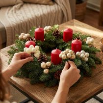 Article Mini boule de Noël crème, baies miroir beige Ø20mm 140 pcs