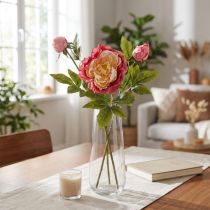 Article Pivoines Fleurs en Soie Fleurs Artificielles Rose Jaune 68cm
