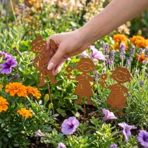 Article Piquet de jardin aspect rouille décoration de jardin fille et garçon 4 pièces