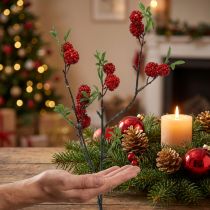 Article Branche de baies artificielle branche de Noël mûres 63cm