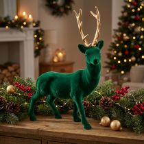 Article Déco cerf debout or vert décoration de Noël figure 40cm