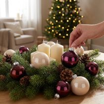 Article Boules de sapin de Noël boules de sapin en verre Berry Mix Ø5cm 24 pcs Berry rose beige crème brillant