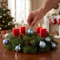 Article Mini boules de Noël en verre bleu mat métallisé 40 mm 32 pièces