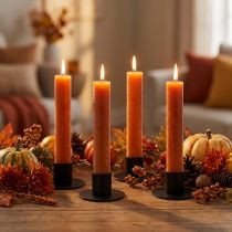 Article Bougies coniques orange foncé couleur unie Sunset 34x240mm 4pcs
